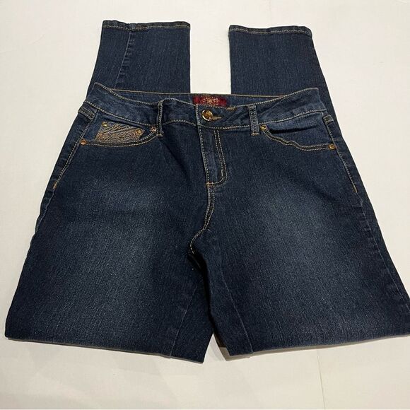 One5one Women's Blue Jeans Blue 5 Pocket Embellished Size 8 - Picture 1 of 10